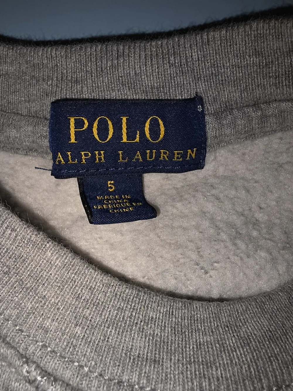 Ralph Lauren Polo Kids' Grey Bear Graphic Sweatshirt Size 5